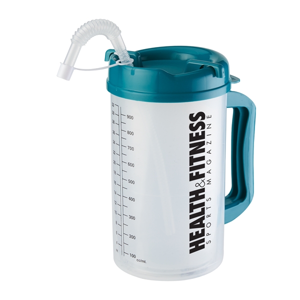 32 oz. medical mug with double wall construction, twist-open lid, straw... from ASI 52840 Evans Manufacturing