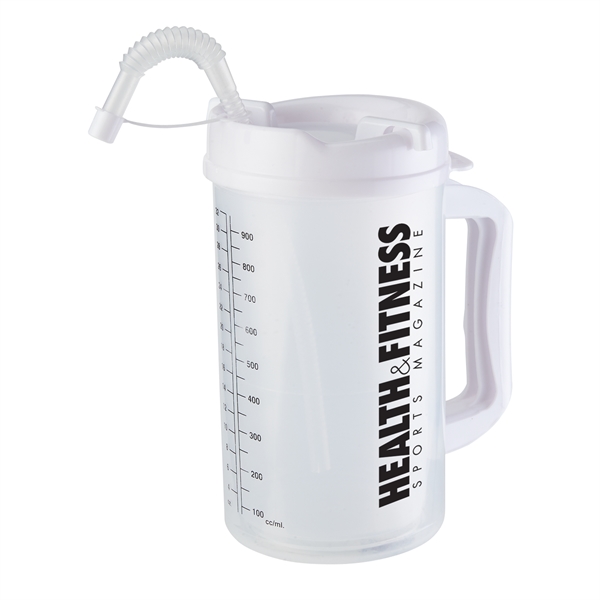 32 oz. medical mug with double wall construction, twist-open lid, straw... from ASI 52840 Evans Manufacturing