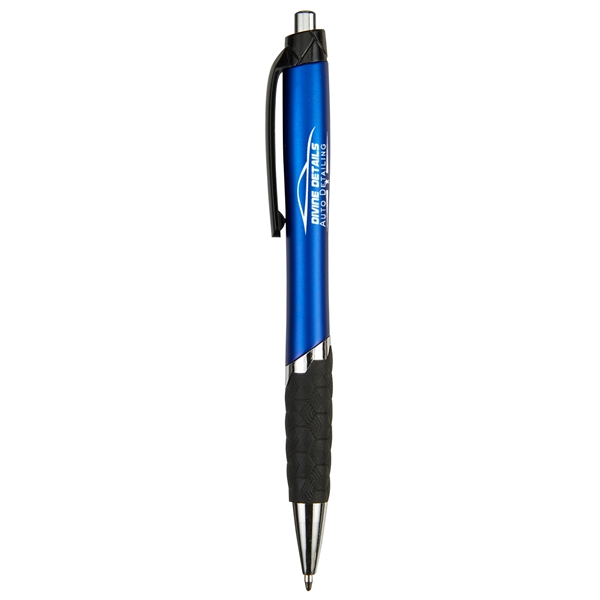 Retractable ballpoint pen with rubberized grip and black medium point ink.... from ASI 52840 Evans Manufacturing