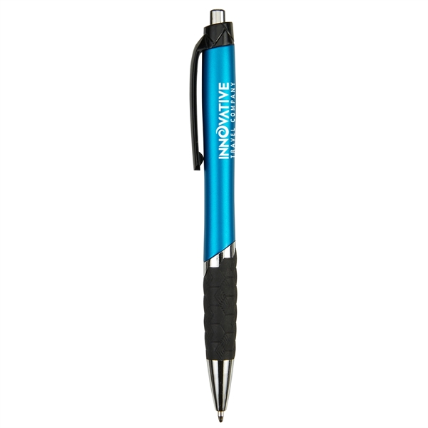 Retractable ballpoint pen with rubberized grip and black medium point ink.... from ASI 52840 Evans Manufacturing