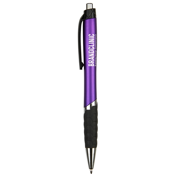 Retractable ballpoint pen with rubberized grip and black medium point ink.... from ASI 52840 Evans Manufacturing