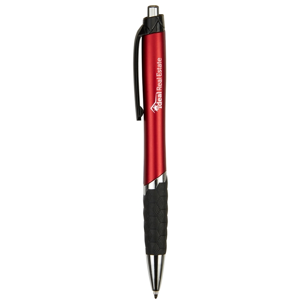 Retractable ballpoint pen with rubberized grip and black medium point ink.... from ASI 52840 Evans Manufacturing
