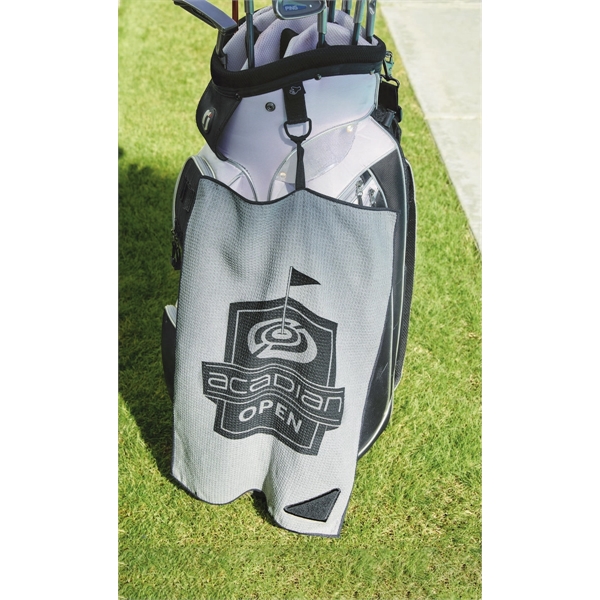 16" x 24" golf scrubber towel made from absorbent microfiber waffle... from ASI 91605 Towel Specialties