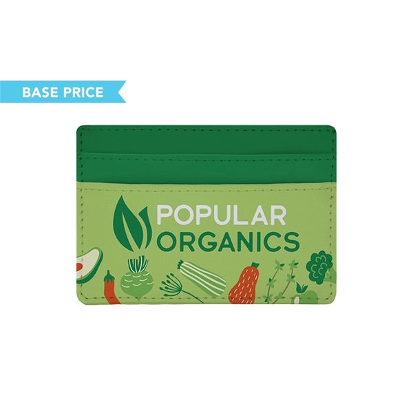 Premium 0.8mm crosshatch vegan leather card wallet. Full-color, full bleed digitally... from ASI 45657 Pop! Promos