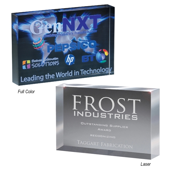 Medium freestanding block award made of Lucite acrylic, measuring 6" x... from ASI 61125 Hit Promotional Products / Hit®