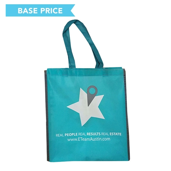 100 GSM polypropylene laminated grocery tote measuring 13.75" x 15.75" x... from ASI 45657 Pop! Promos