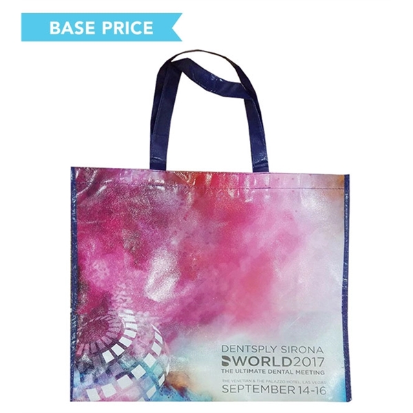 100 GSM polypropylene laminated tradeshow tote measuring 16" x 14.5" x... from ASI 45657 Pop! Promos