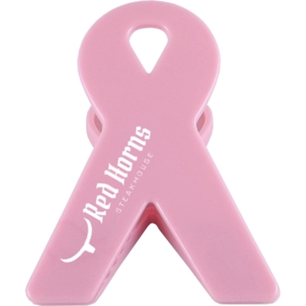 Pink awareness ribbon bag clip, ideal for sealing snacks and showing... from ASI 67075 Leprechaun Promotions, LLC / Leprechaun Promotions