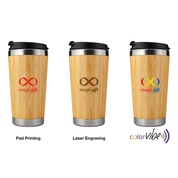 Sustainable Bamboo Travel Tumbler with Flip Top Lid... from ASI 99030 Zipline / Zipline®