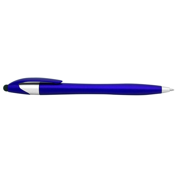 Plastic, white barrel, twist-action pen with stylus and six accent colors.... from ASI 39552 BEL Promo