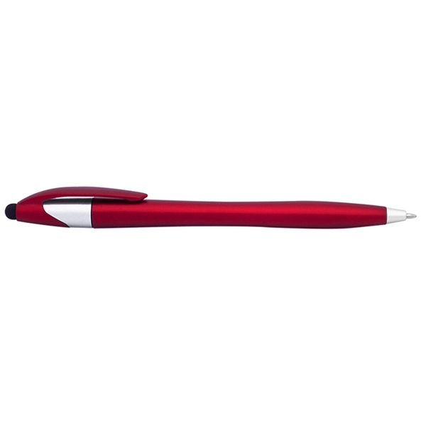 Plastic, white barrel, twist-action pen with stylus and six accent colors.... from ASI 39552 BEL Promo