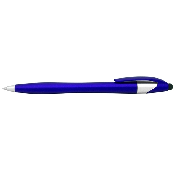 Plastic, white barrel, twist-action pen with stylus and six accent colors.... from ASI 39552 BEL Promo