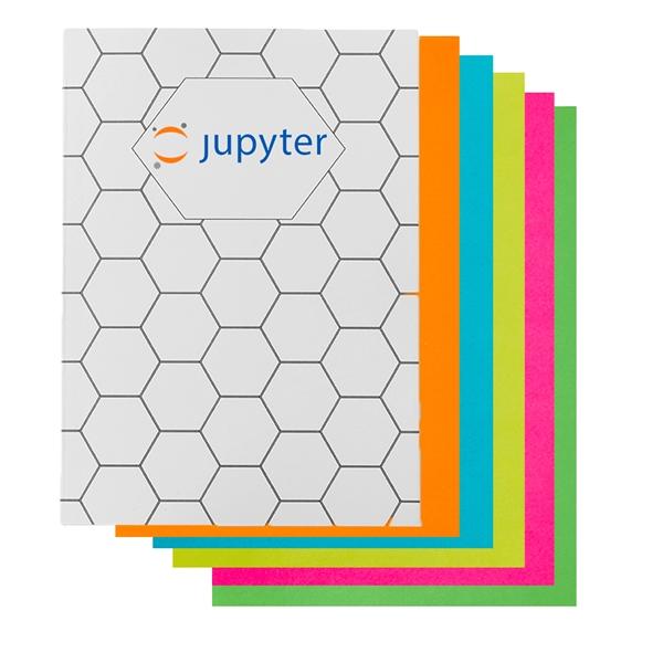 5" x 7" journal with blank neon colored pages and hexagon... from ASI 63549 Jornik Manufacturing Corp