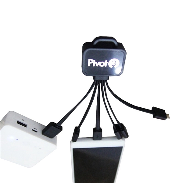 5.87" x 1.54" x 0.51" ABS plastic 6-in-1 LED charging cable... from ASI 37218 Athena Promo (tm)