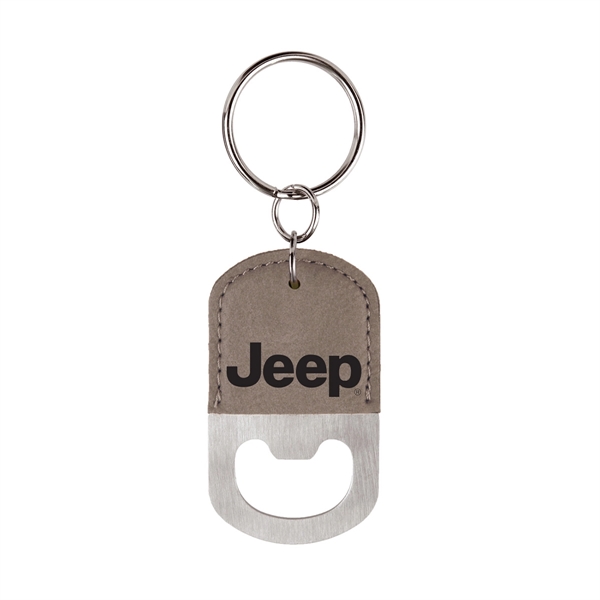 Bottle opener key tag made of leatherette material.... from ASI 59080 Halls & Company