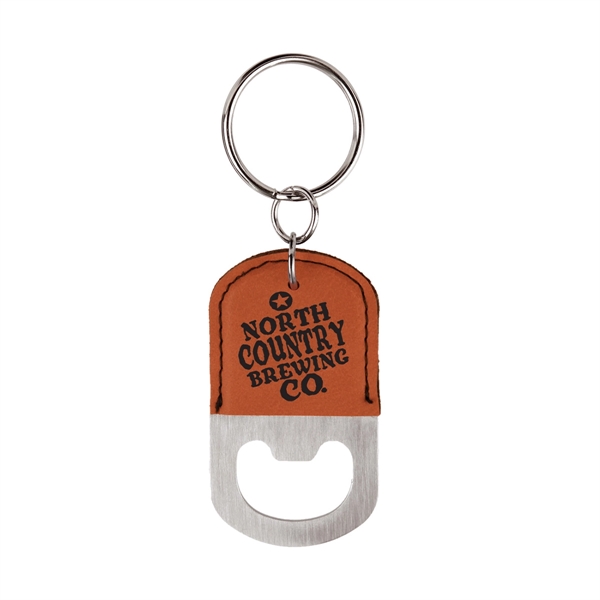 Bottle opener key tag made of leatherette material.... from ASI 59080 Halls & Company
