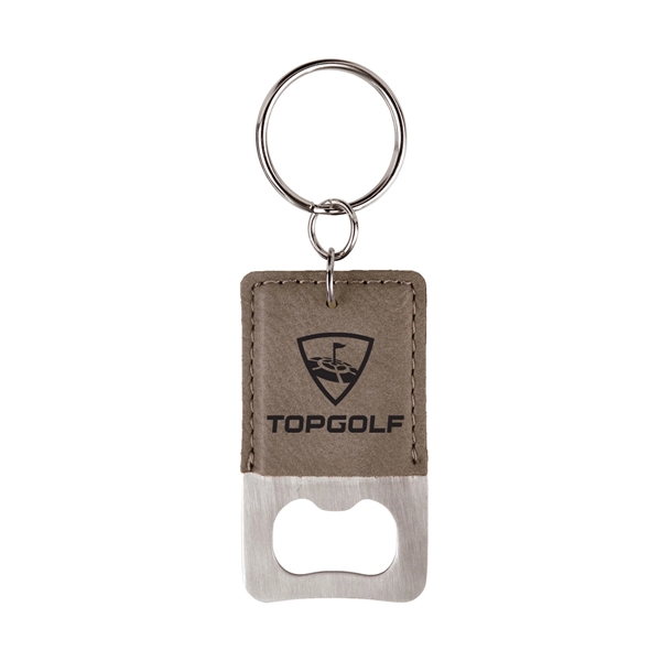 Bottle opener key tag made of leatherette material.... from ASI 59080 Halls & Company