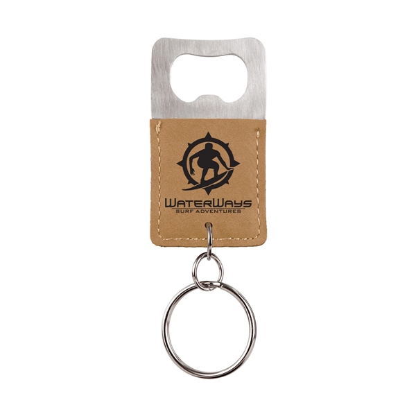Bottle opener key tag made of leatherette material.... from ASI 59080 Halls & Company