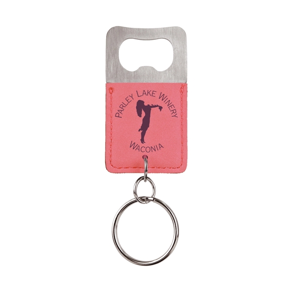 Bottle opener key tag made of leatherette material.... from ASI 59080 Halls & Company