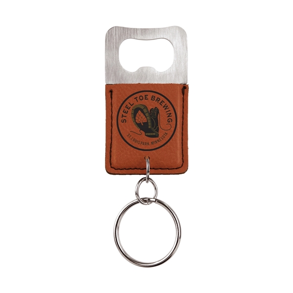 Bottle opener key tag made of leatherette material.... from ASI 59080 Halls & Company
