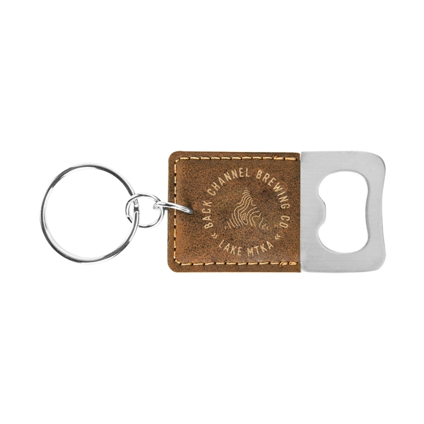 Bottle opener key tag made of leatherette material.... from ASI 59080 Halls & Company