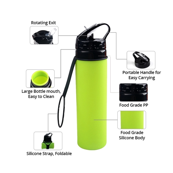 20 ounce foldable silicone bottle with strap and drinking spout.... from ASI 37218 Athena Promo (tm)