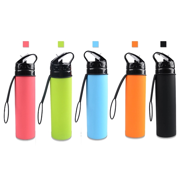 20 ounce foldable silicone bottle with strap and drinking spout.... from ASI 37218 Athena Promo (tm)