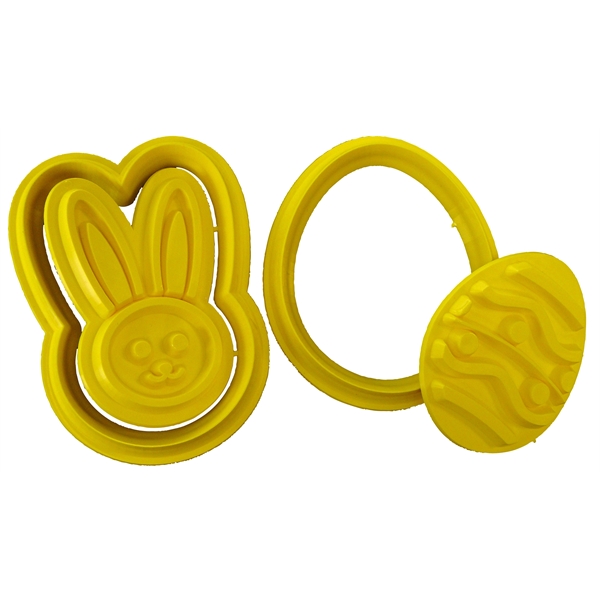 3" x 4" egg-shaped plasti cookie cutter and press combo mold... from ASI 59683 Harco Enterprises LTD