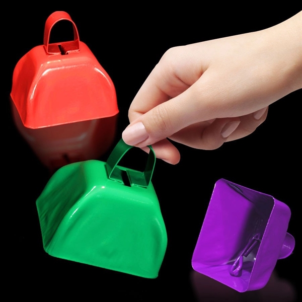 3" orange metal cowbell with loop handle.... from ASI 42016 Brighter Promotions Inc