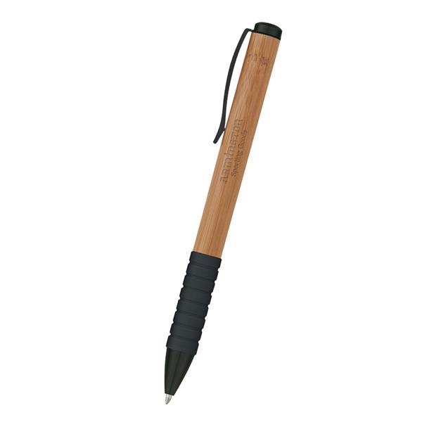 Bamboo design twist action pen with rubber grip for writing comfort... from ASI 61125 Hit Promotional Products / Hit®