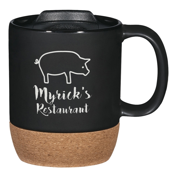14 oz. mug with cork base that protects hands and surfaces... from ASI 61125 Hit Promotional Products / Hit®