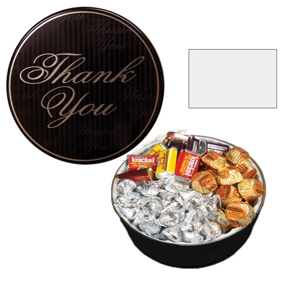 Tin filled with multiple filler options of good gift snacks and... from ASI 61125 Hit Promotional Products