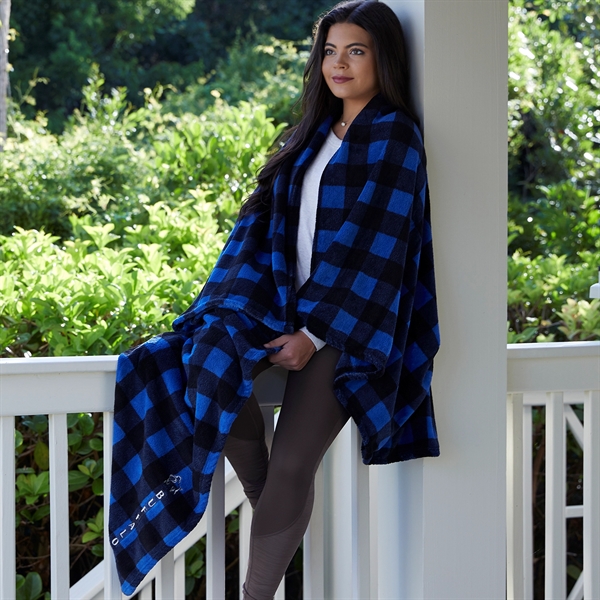 Single layer polyester blanket with check or plaid Velura design, measuring... from ASI 73520 Neet Feet / Kanata Blanket