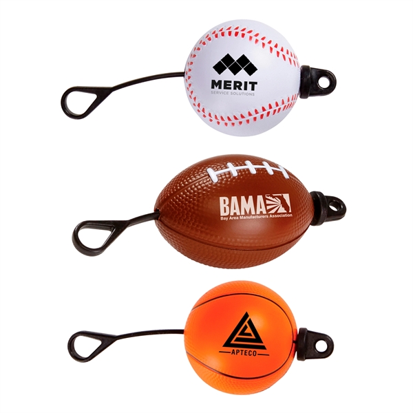 Sports ball shaped slingshot toy with an elastic, easy-to-launch band.... from ASI 63549 Jornik Manufacturing Corp / Jornik
