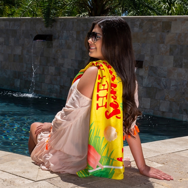 Small Beach Towel 22" x 42" polyester front, reverses to cotton... from ASI 79750 Pro Towels / Pro Vision