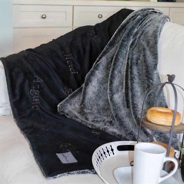 50" x 60" faux fur throw with "thank you" embroidered in... from ASI 73520 Neet Feet / Kanata Blanket