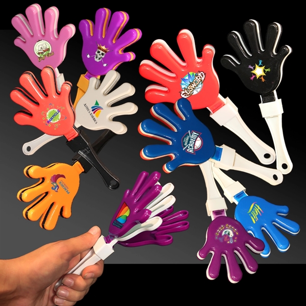 7" plastic orange and black hand clapper noisemaker with handle.... from ASI 42016 Brighter Promotions Inc / Chemical Light™