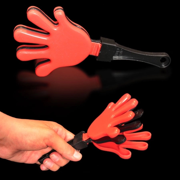 7" plastic orange and black hand clapper noisemaker with handle.... from ASI 42016 Brighter Promotions Inc / Chemical Light™