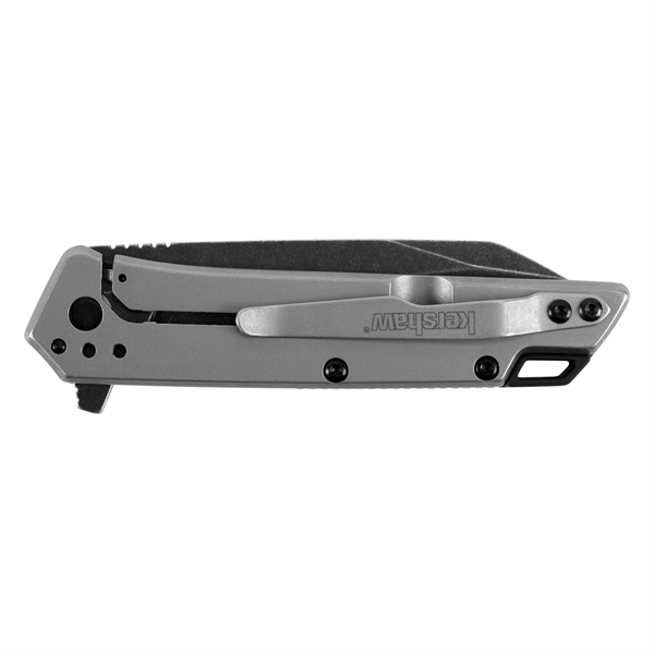 Stylish folding Kershaw knife with a engravable black blade.... from ASI 46170 Compass Industries Inc