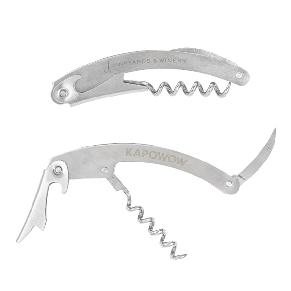 Corkscrew with a stainless steel foil cutter blade and bottle opener.... from ASI 57655 STOPNGO Line