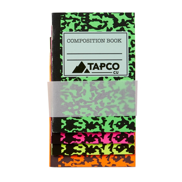 Set of four 3.5" x 5" miniature notebooks with neon composition... from ASI 63549 Jornik Manufacturing Corp / Jornik
