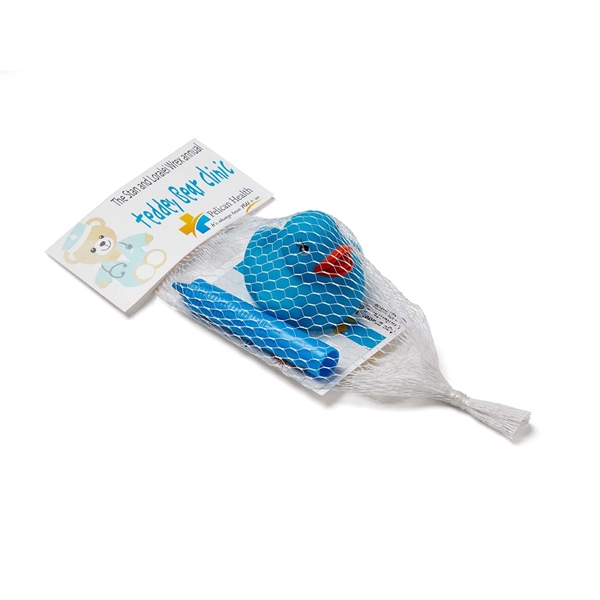 Bathtub crayon and rubber duck in mesh package with full color... from ASI 63549 Jornik Manufacturing Corp / Jornik