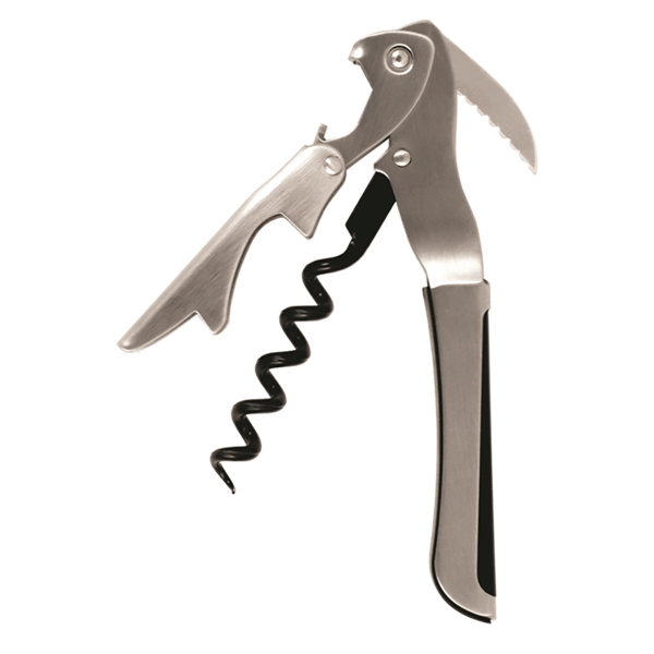 Waiter's corkscrew that features a black handle inset and is made... from ASI 55450 Franmara Inc