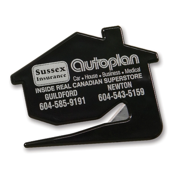 House shaped plastic letter opener with a metal blade.... from ASI 79896 Promo Plastik / Promo Plastik