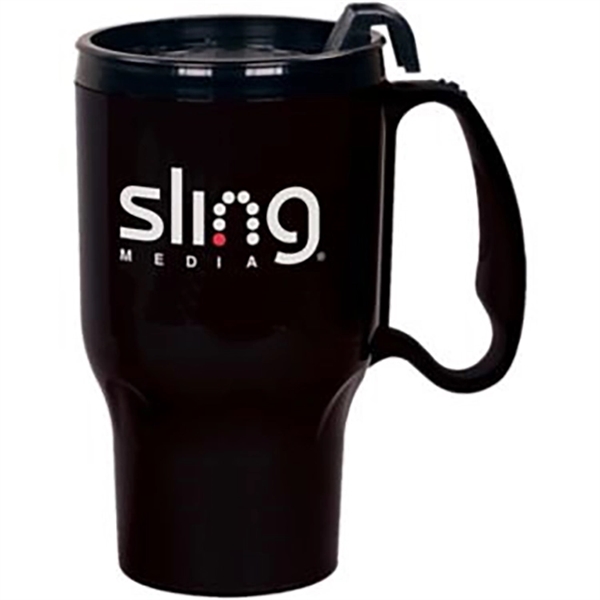 16oz. double-wall insulated polypropylene Roadster Mug. Includes spill-resistant, snap-on lid with... from ASI 73871 Next Promotions LLC