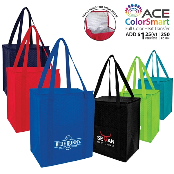 Large size hot/cold cooler tote with foil lining to keep food... from ASI 30112 ACE Products