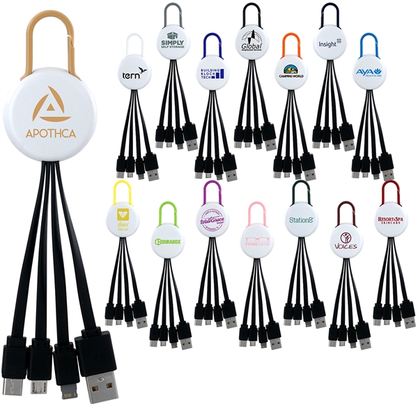 WHITE COLORFUL CLIP 3 IN 1 CHARGING CABLE... from ASI 30208 A P Specialties / AP Specialties