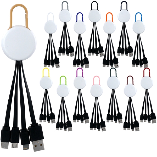 WHITE COLORFUL CLIP 3 IN 1 CHARGING CABLE... from ASI 30208 A P Specialties / AP Specialties