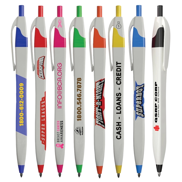 Click-action squared Slimz pen with a curvaceous, hourglass shape and four... from ASI 90859 Tempo Industries Inc