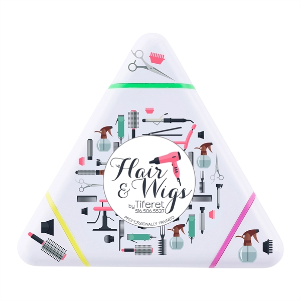 Highlighter with a triangular shape and three different color tips.... from ASI 90859 Tempo Industries Inc